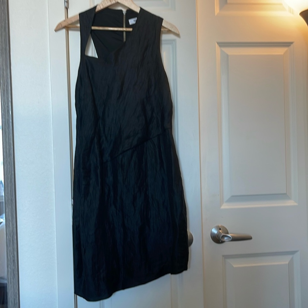 Black linen helmet‎ lang dress size 8